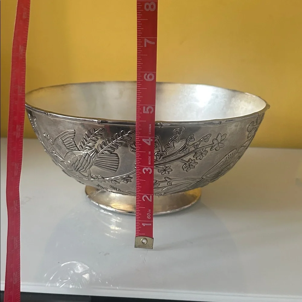 Godinger Silver Plate Decorative Large Bowl with Bird Design